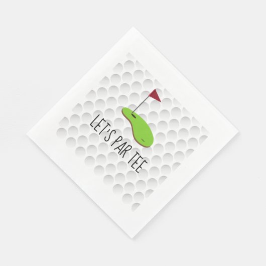Golf Lass Par Tee mit Golfflagge auf grün weiß Serviette (Ecke)