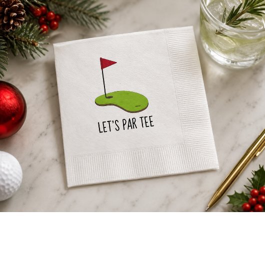 Golf Lass Par Tee mit Golfflagge auf grün weiß Serviette