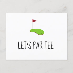 Golf Lass Par Tee mit Golfflagge auf grünem Invita Postkarte