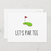 Golf Lass Par Tee mit Golfflagge auf grünem Invita Postkarte (Vorne/Hinten)