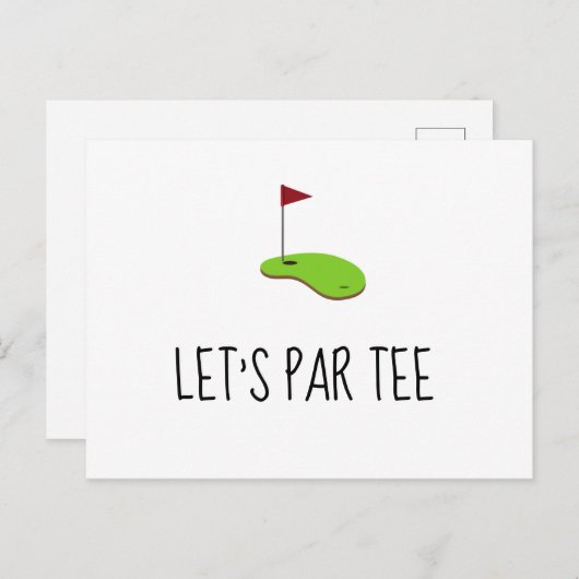 Golf Lass Par Tee mit Golfflagge auf grünem Invita Postkarte (Vorne/Hinten)