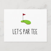 Golf Lass Par Tee mit Golfflagge auf grünem Invita Postkarte (Vorderseite)