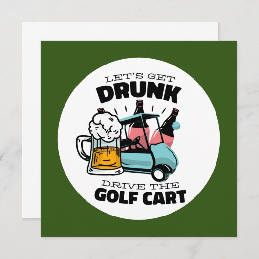 Golf Lass Par Tee mit Golfwagen Einladung (Vorne/Hinten)