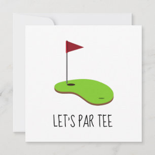 Golf Lass uns Abschlagen mit Golf Flagge auf Grün Einladung