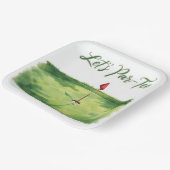 Golf Lass uns Abschlagen mit Golf Flagge auf Grün Pappteller (Gewinkelt)