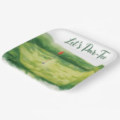 Golf Lass uns Abschlagen mit Golf Flagge auf Grün  Pappteller (Gewinkelt)