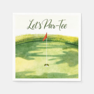 Golf Lass uns Abschlagen mit Golf Flagge auf Grün  Serviette