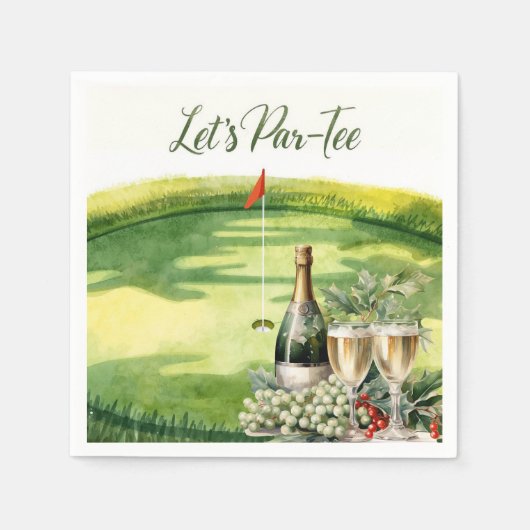 Golf Lass uns Abschlagen mit Golf Flagge auf Grün  Serviette (Vorderseite)
