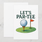 Golf Lass uns feiern mit Golfball auf Tee Einladung (Vorne/Hinten)