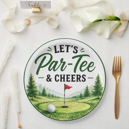 Golf Lass uns Par Tee & Prost auf die Golfer Party Pappteller (Hochzeit)