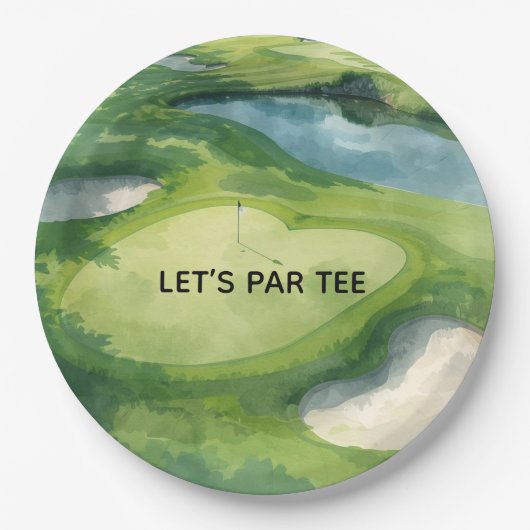 Golf Lass uns Par-Tee Wasserfarben-Papierteller Lu Pappteller (Vorderseite)