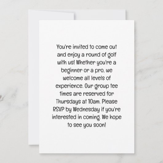 Golf Lassend Par Tee zu Weihnachten Einladung (Rückseite)