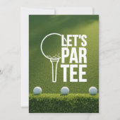 Golf lässt Abschlag Golfball auf grünem Gras Einladung (Vorderseite)