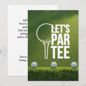 Golf lässt Abschlag Golfball auf grünem Gras Einladung (Vorne/Hinten)