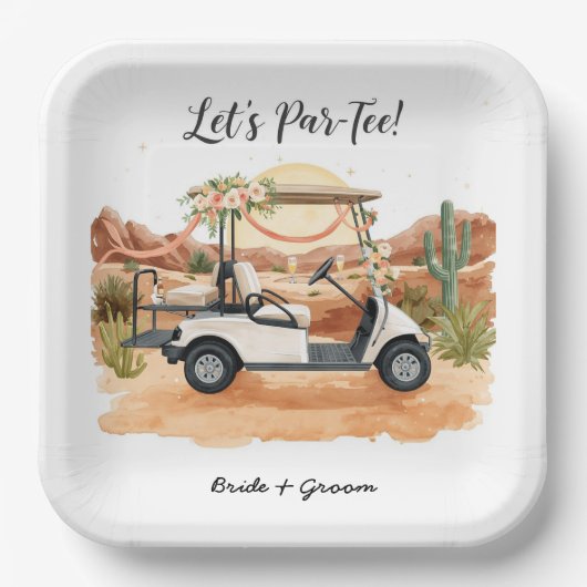 Golf Lasst uns Par-Tee feiern! Golf-Hochzeit in Ar Pappteller (Vorderseite)