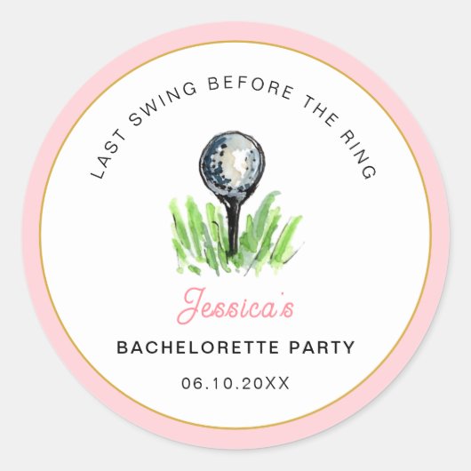 Golf "Last Swing Before the ring" Bachelorette Runder Aufkleber (Vorderseite)
