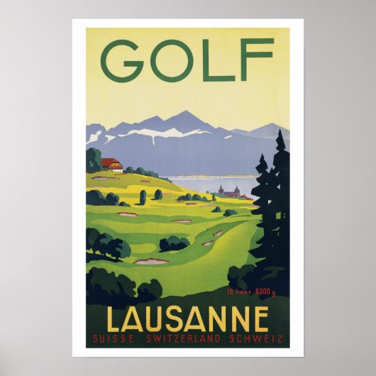Golf Lausanne Schweiz ~ Vintage Reise Poster (Vorne)