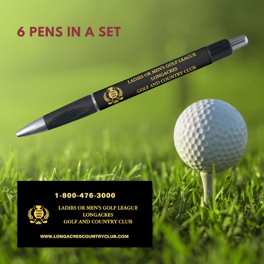 Golf League Logo Telefon Website Black Gold Gold Kugelschreiber