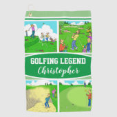 Golf Legende mit 4 lustigen Cartoon Golfhandtuch (Vorderseite)