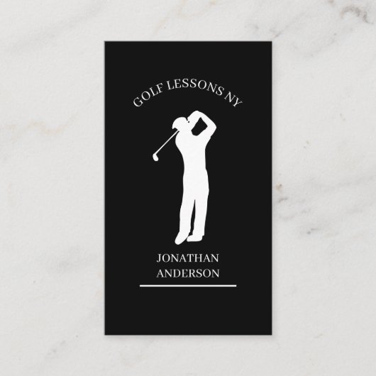 Golf Lehrer Schwarz Weiß Visitenkarte (Vorderseite)