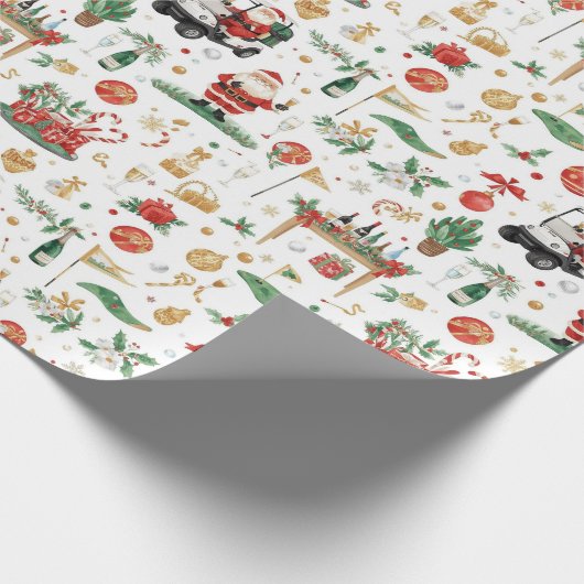 Golf “Let’s Par-Tee” Christmas Party Pattern Geschenkpapier (Ecke)