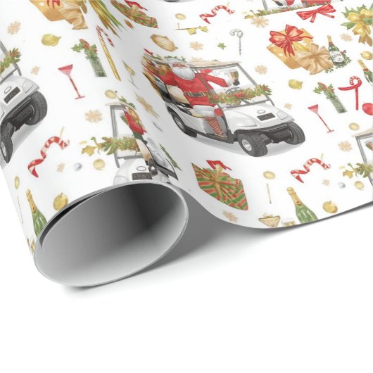 Golf “Let’s Par-Tee” Christmas Party Pattern Geschenkpapier (Rolleneckpunkt)