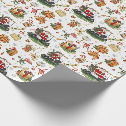 Golf “Let’s Par-Tee” Christmas Party Pattern Geschenkpapier (Ecke)