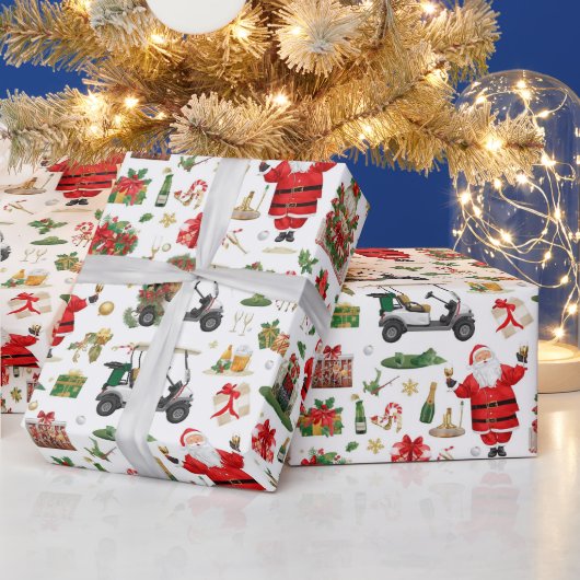 Golf “Let’s Par-Tee” Christmas Party Pattern Geschenkpapier (Feiertage)