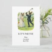 Golf Let’s Par tee for cat lovers WEDDING Einladung (Stehend Vorderseite)