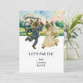 Golf Let’s Par tee for cat lovers WEDDING Einladung (Stehend Vorderseite)