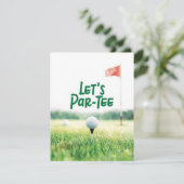 Golf Let’s Par-Tee Party Invitation Postcard  Einladung (Stehend Vorderseite)