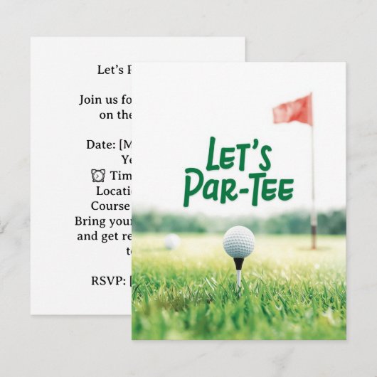 Golf Let’s Par-Tee Party Invitation Postcard  Einladung (Vorne/Hinten)