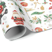 Golf „Let’s Par-Tee“ Weihnachtsfeier-Muster Geschenkpapier (Rolleneckpunkt)