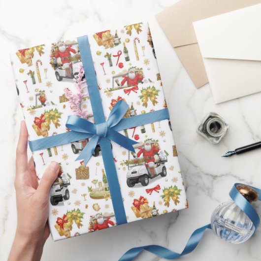 Golf „Let’s Par-Tee“ Weihnachtsfeier-Muster Geschenkpapier (Schenken)