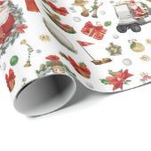 Golf „Let’s Par-Tee“ Weihnachtsfeier-Muster Geschenkpapier (Rolleneckpunkt)