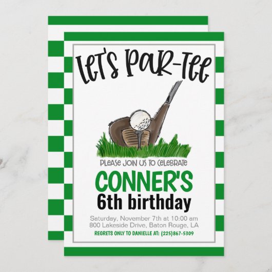 Golf Let's Par-T-Birthday Einladung (Vorne/Hinten)