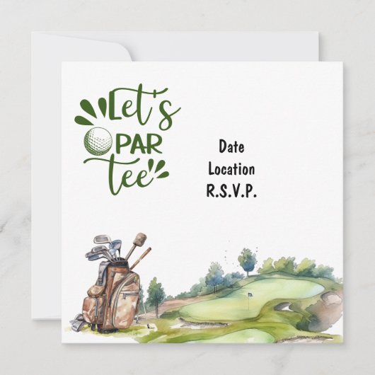 Golf Let's Par T-Shirt für Golfer-Party Einladung (Vorderseite)