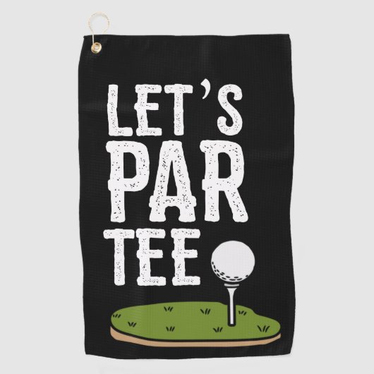 Golf Let's Par T-Shirt mit Golfball auf Grün Golfhandtuch (Vorderseite)