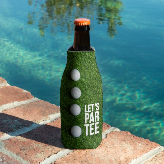 Golf Let's Par T-Shirt mit Kugel auf grünem Gras Flaschenkühler (In Situ Pool)