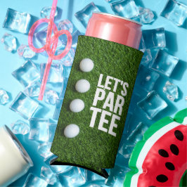 Golf Let's Par T-Shirt mit Kugel auf grünem Gras Selters Dosenkühler