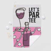 Golf Let's Par T-Shirt mit Wein auf rosa Golfhandtuch (Insitu)