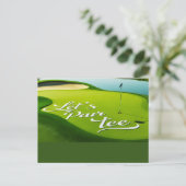 Golf Let's Par tee auf grüne Postkarte (Stehend Vorderseite)