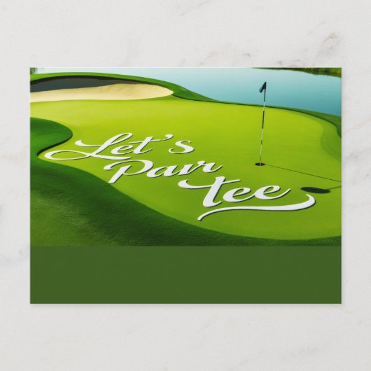 Golf Let's Par tee auf grüne Postkarte (Vorderseite)