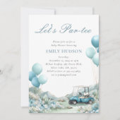 Golf Let's Par-tee Blaues Babyshower Einladung (Vorderseite)