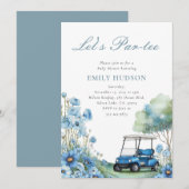 Golf Let's Par-tee Blaues Babyshower Einladung (Vorne/Hinten)
