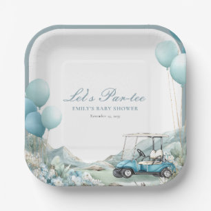 Golf Let's Par-tee Blaues Babyshower Pappteller