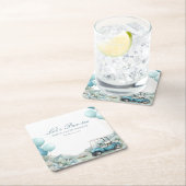 Golf Let's Par-tee Blaues Babyshower Rechteckiger Pappuntersetzer (Vor Ort)
