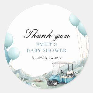 Golf Let's Par-tee Blaues Babyshower Runder Aufkleber