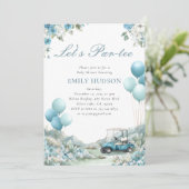 Golf Let's Par-tee Blue Baby Shower Einladung (Stehend Vorderseite)