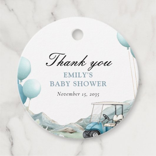 Golf Let's Par-tee Blue Baby Shower Geschenkanhänger (Vorderseite)